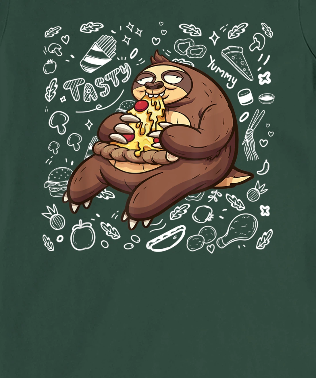 Funny Sloth Eating Pizza | Yummy Food Lovers Foodie T-Shirt, Kid T-Shirt and Women T-Shirt