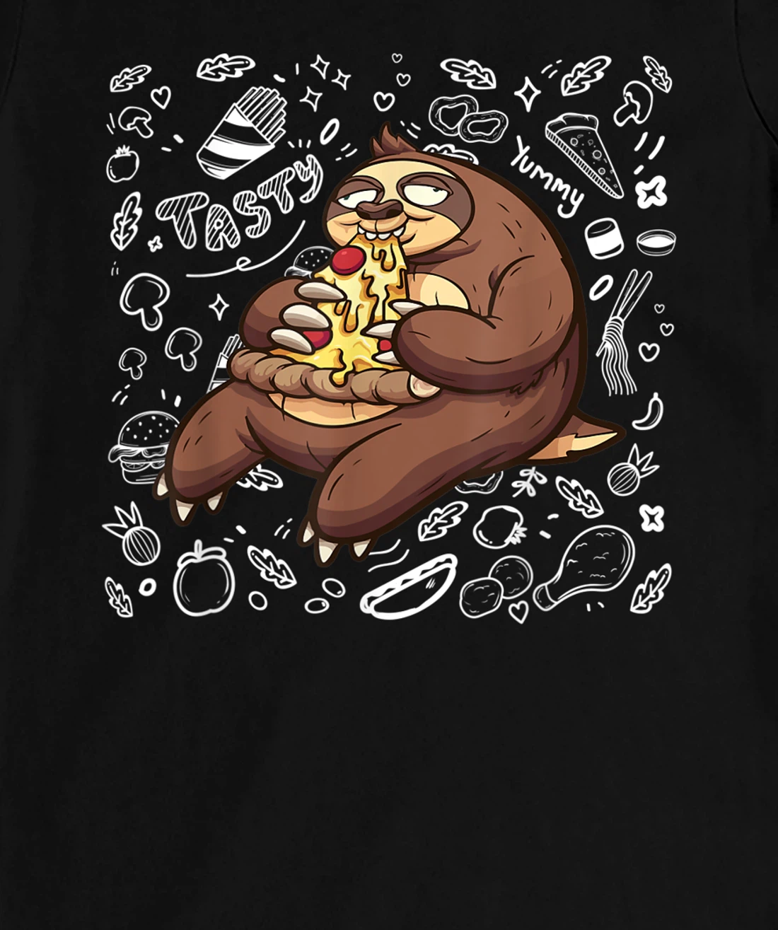 Funny Sloth Eating Pizza | Yummy Food Lovers Foodie T-Shirt, Kid T-Shirt and Women T-Shirt