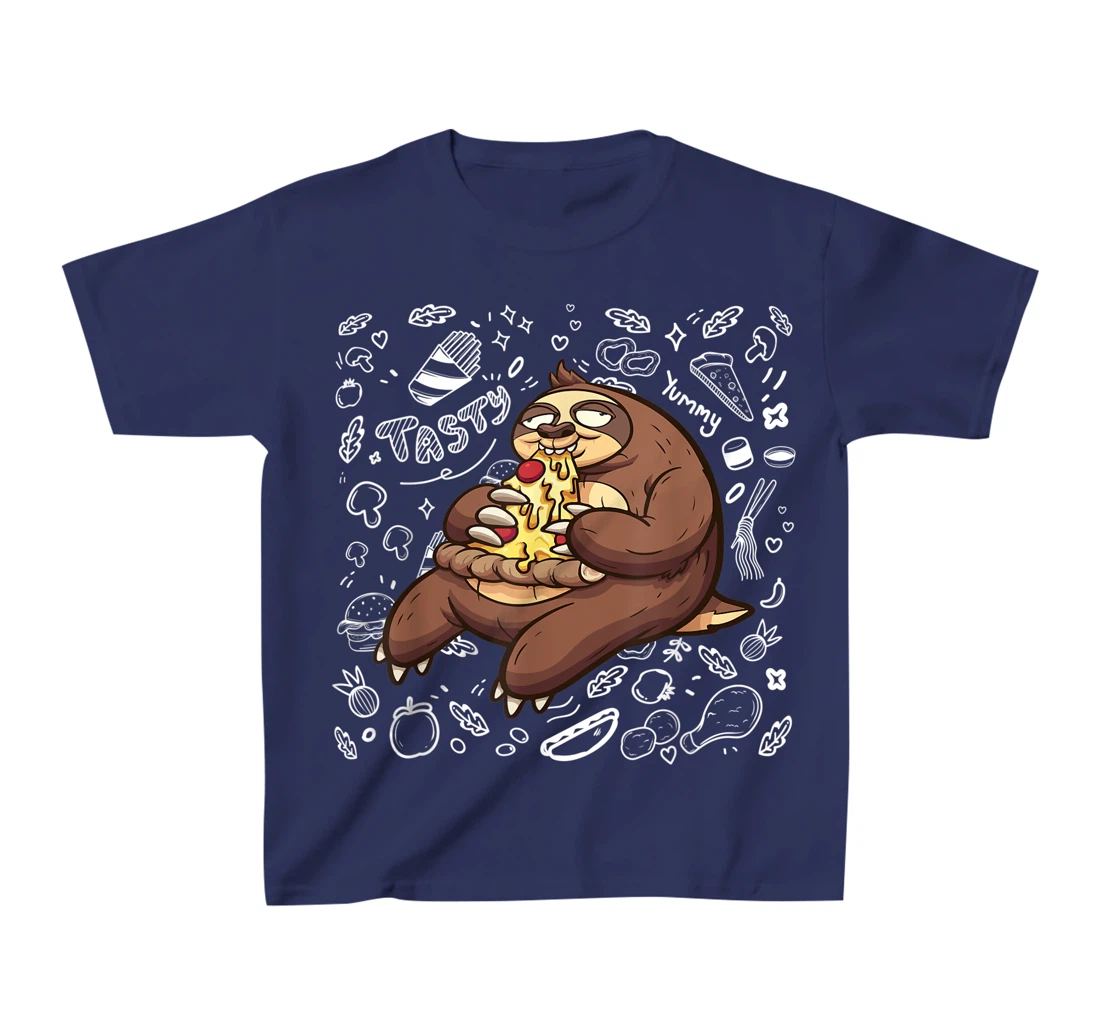 Funny Sloth Eating Pizza | Yummy Food Lovers Foodie T-Shirt, Kid T-Shirt and Women T-Shirt