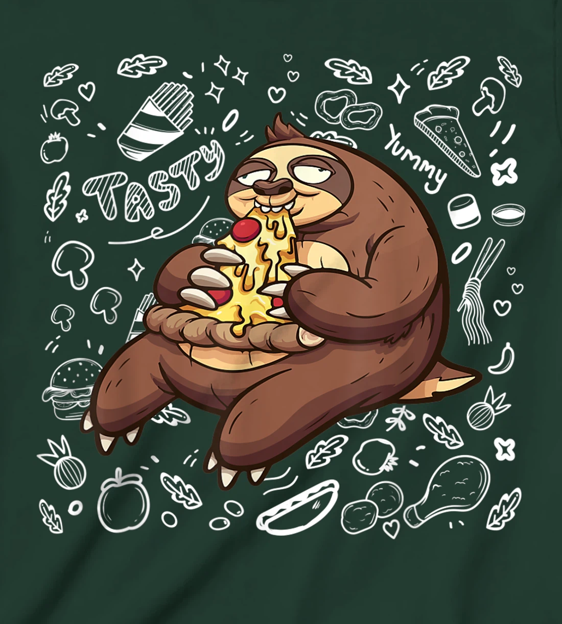 Funny Sloth Eating Pizza | Yummy Food Lovers Foodie T-Shirt, Kid T-Shirt and Women T-Shirt