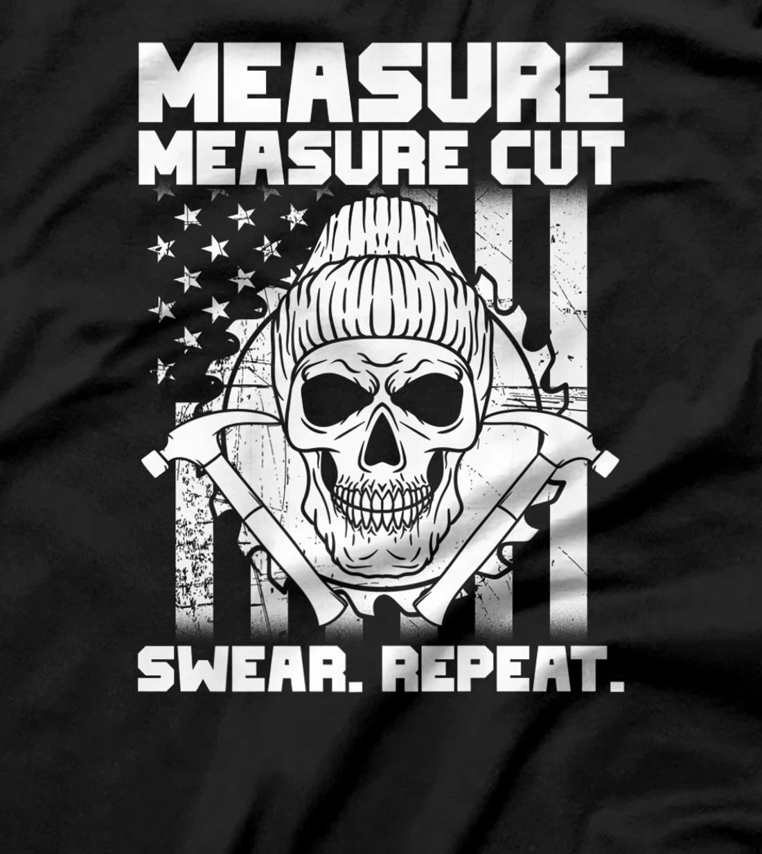 Measure Cut Swear Repeat - Funny Carpenter American Flag T-Shirt, Women T-Shirt