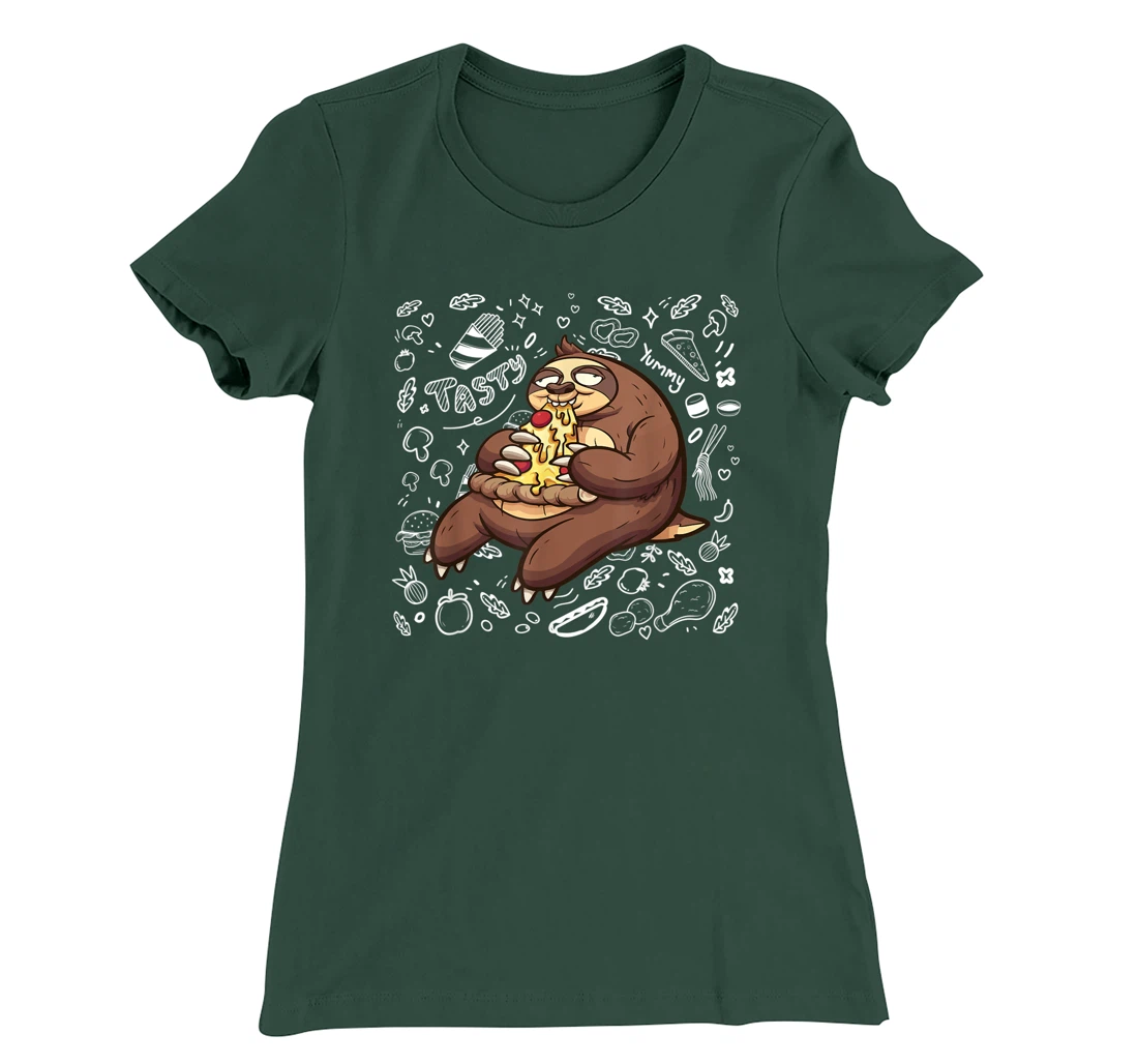 Funny Sloth Eating Pizza | Yummy Food Lovers Foodie T-Shirt, Kid T-Shirt and Women T-Shirt