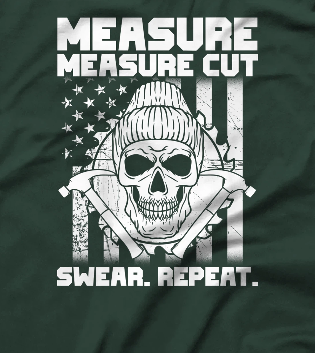 Measure Cut Swear Repeat - Funny Carpenter American Flag T-Shirt, Women T-Shirt
