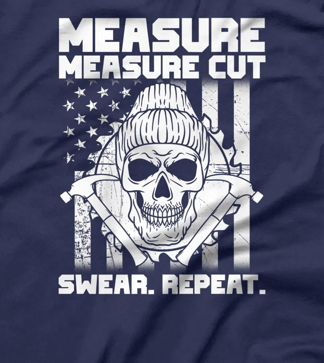 Measure Cut Swear Repeat - Funny Carpenter American Flag T-Shirt, Women T-Shirt