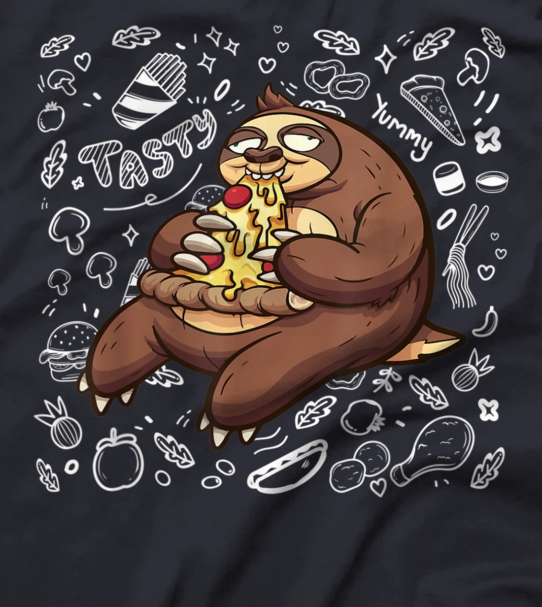 Funny Sloth Eating Pizza | Yummy Food Lovers Foodie T-Shirt, Kid T-Shirt and Women T-Shirt