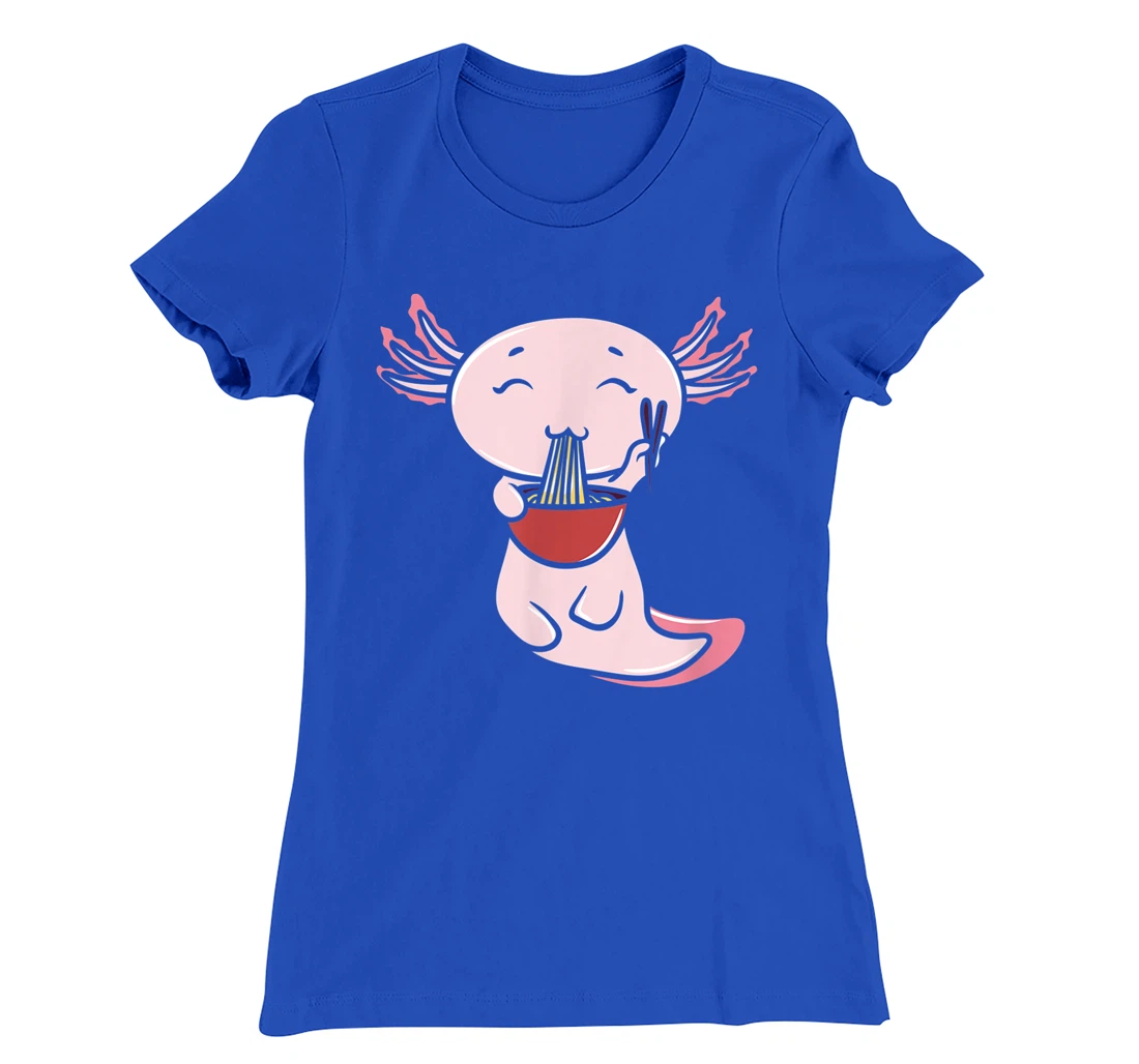 Kawaii Axolotl Eating Ramen Noodles Japanese Food Anime T-Shirt, Women T-Shirt