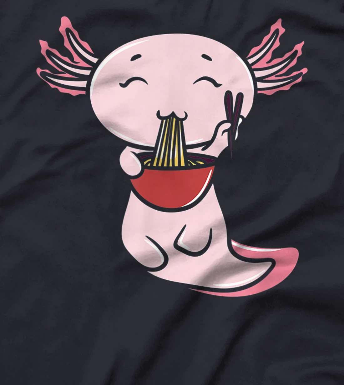 Kawaii Axolotl Eating Ramen Noodles Japanese Food Anime T-Shirt, Women T-Shirt