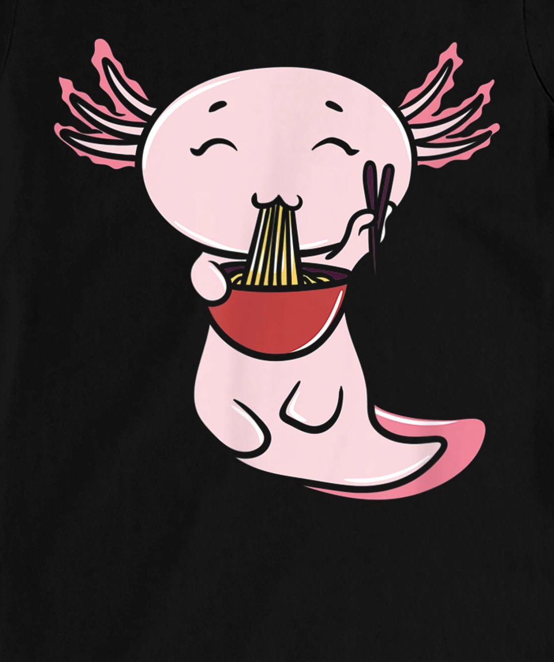 Kawaii Axolotl Eating Ramen Noodles Japanese Food Anime T-Shirt, Women T-Shirt