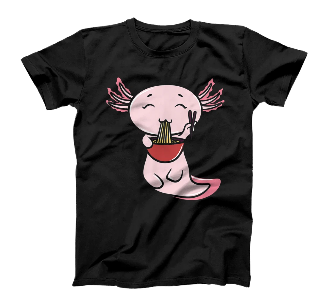 Kawaii Axolotl Eating Ramen Noodles Japanese Food Anime T-Shirt, Women T-Shirt