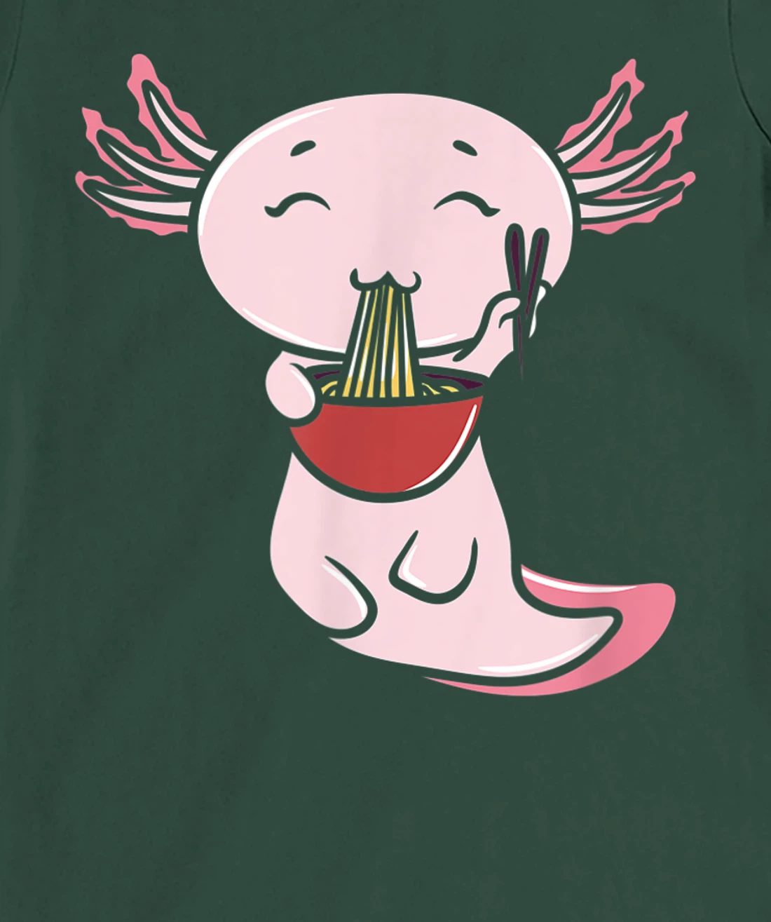 Kawaii Axolotl Eating Ramen Noodles Japanese Food Anime T-Shirt, Women T-Shirt