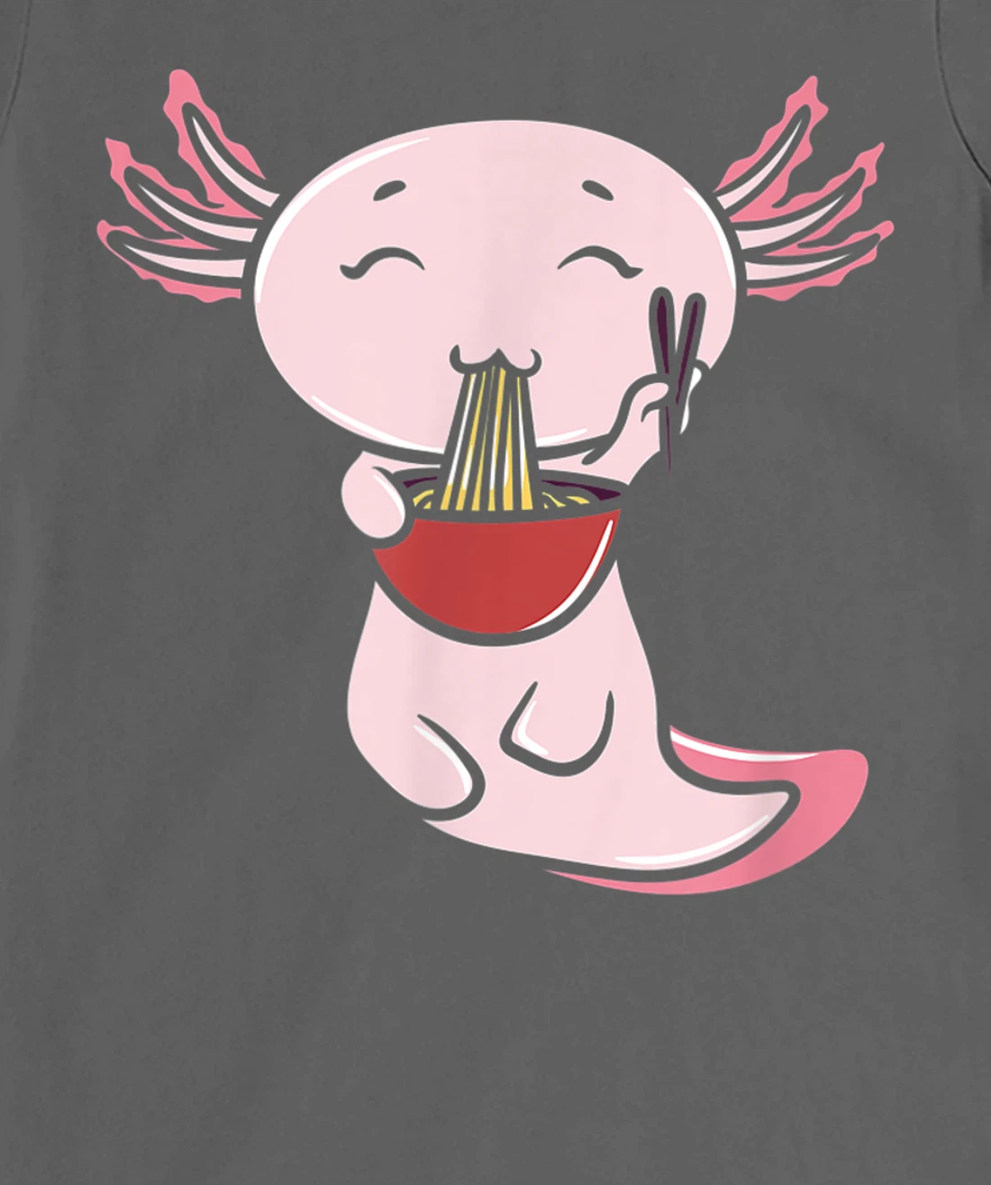 Kawaii Axolotl Eating Ramen Noodles Japanese Food Anime T-Shirt, Women T-Shirt