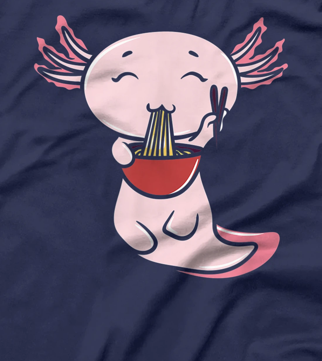Kawaii Axolotl Eating Ramen Noodles Japanese Food Anime T-Shirt, Women T-Shirt