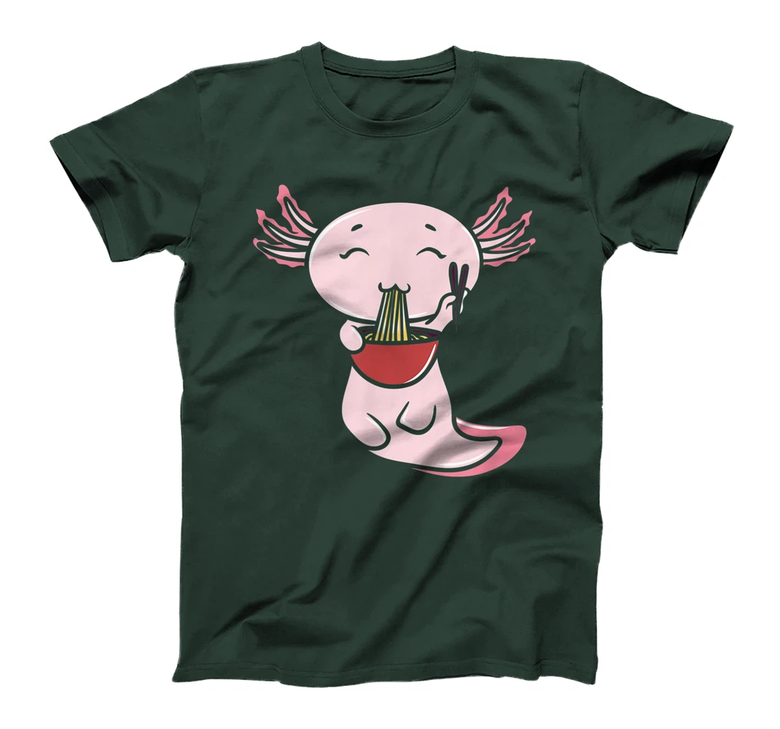 Kawaii Axolotl Eating Ramen Noodles Japanese Food Anime T-Shirt, Women T-Shirt