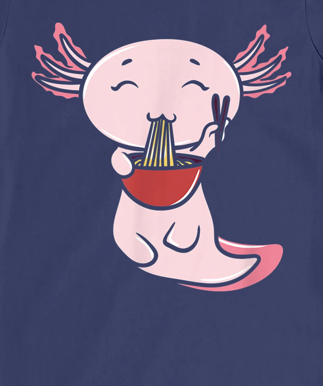 Kawaii Axolotl Eating Ramen Noodles Japanese Food Anime T-Shirt, Women T-Shirt