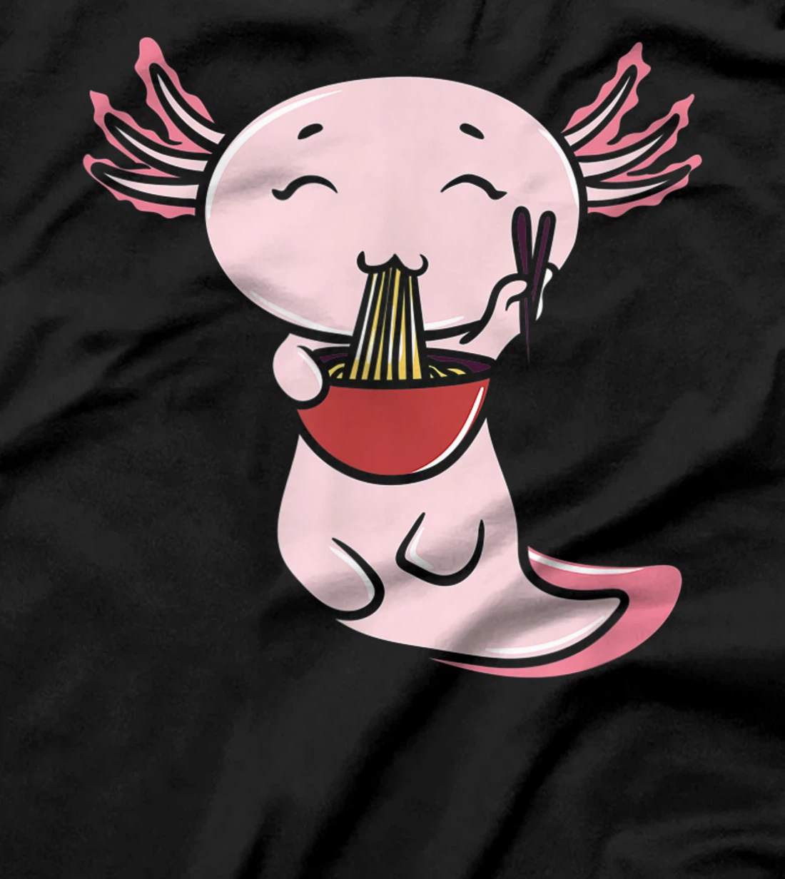 Kawaii Axolotl Eating Ramen Noodles Japanese Food Anime T-Shirt, Women T-Shirt