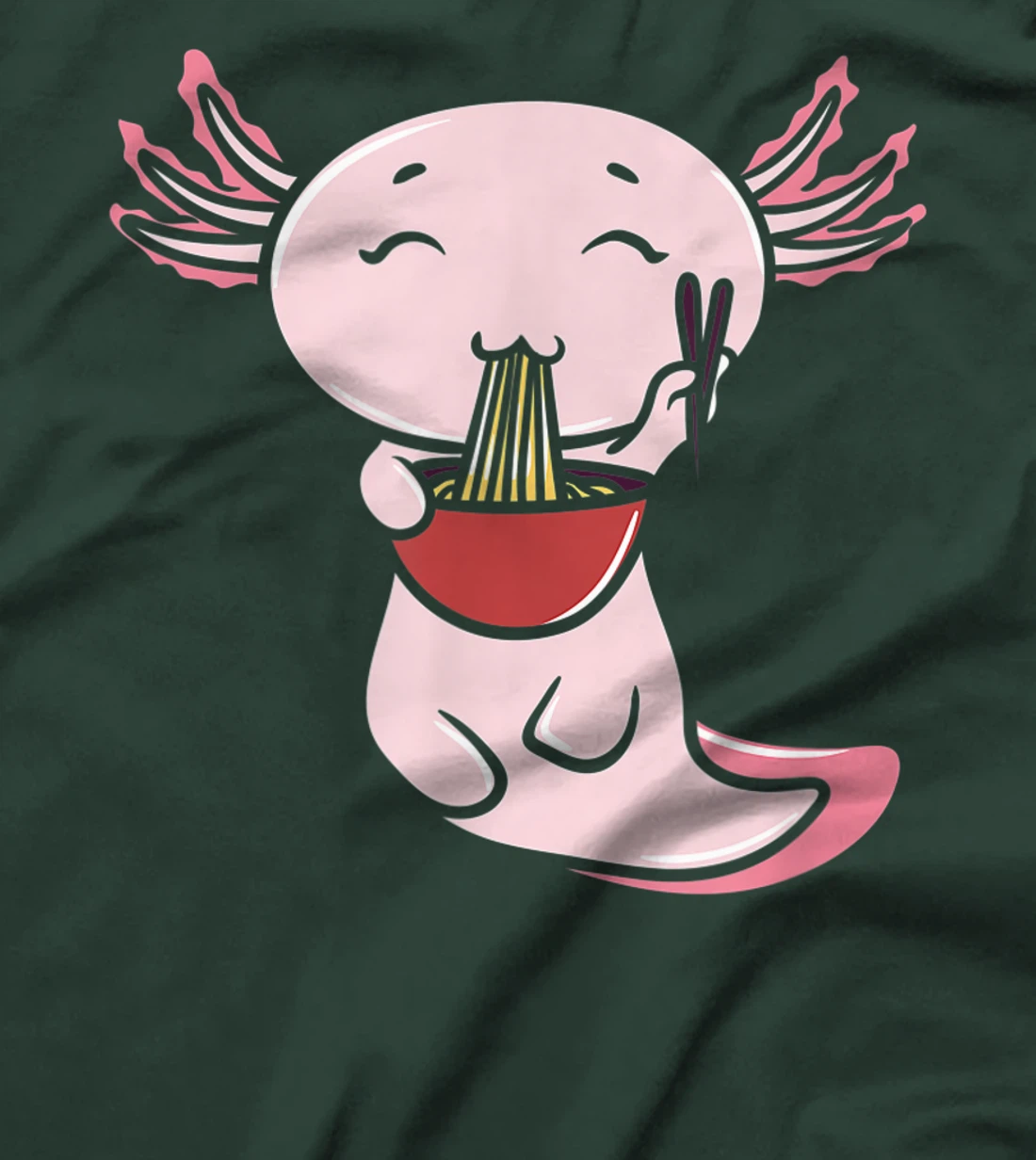 Kawaii Axolotl Eating Ramen Noodles Japanese Food Anime T-Shirt, Women T-Shirt