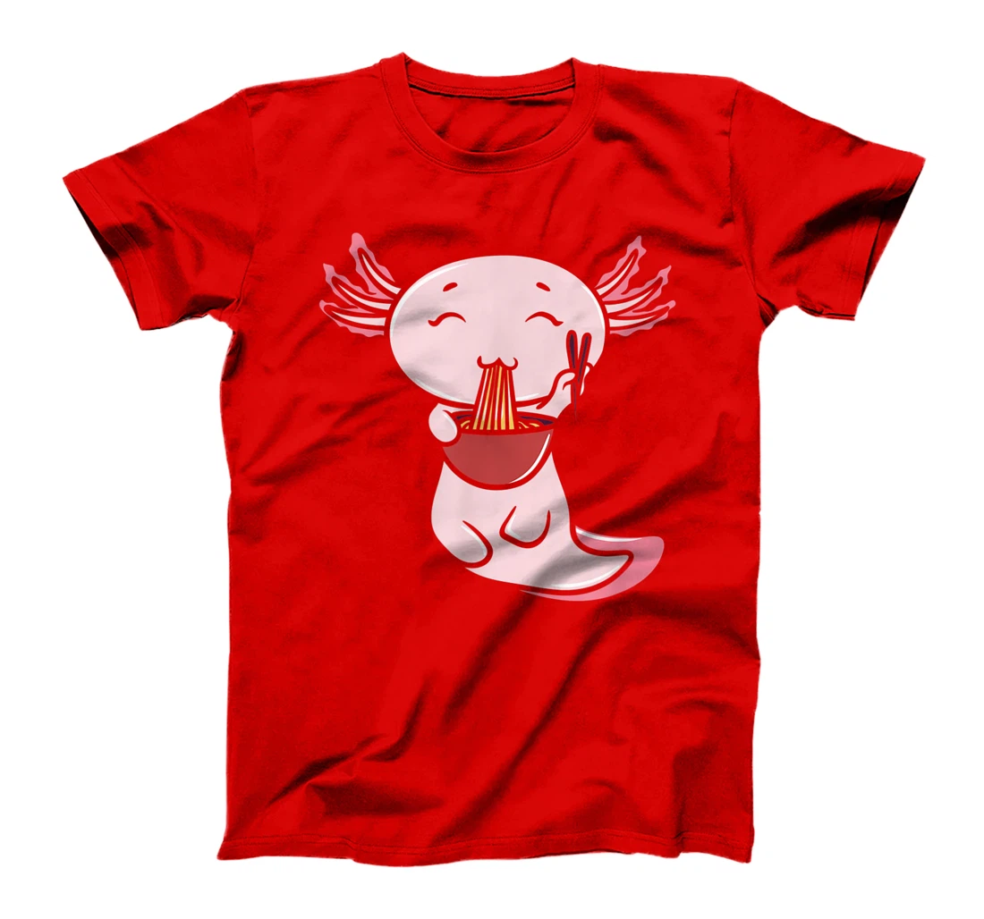 Kawaii Axolotl Eating Ramen Noodles Japanese Food Anime T-Shirt, Women T-Shirt