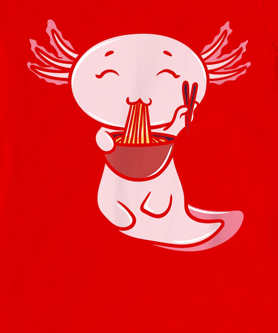 Kawaii Axolotl Eating Ramen Noodles Japanese Food Anime T-Shirt, Women T-Shirt