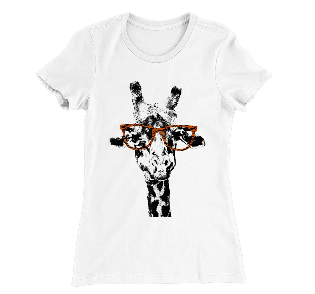 Womens Giraffe Tee Vintage Animal Tiger Print Glasses T-Shirt, Kid T-Shirt and Women T-Shirt