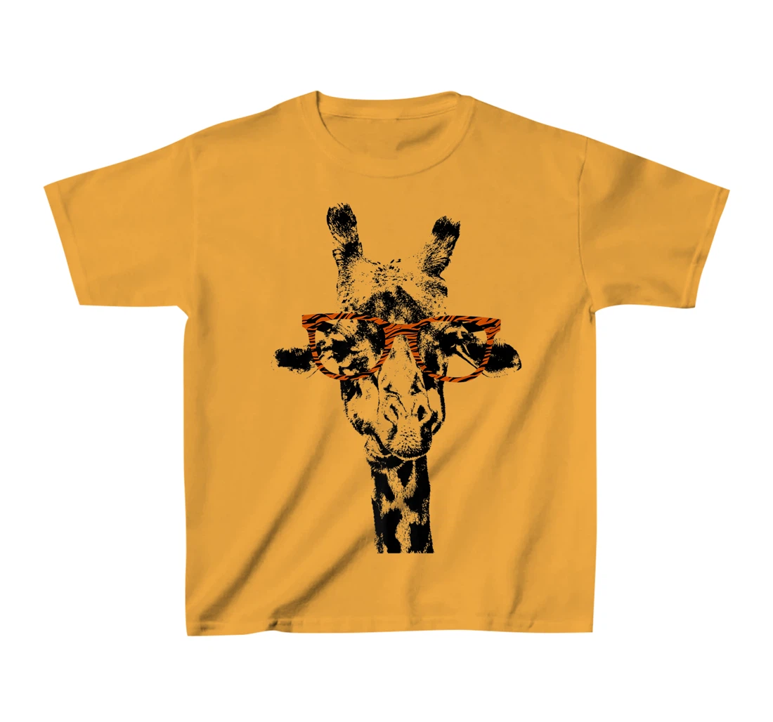 Womens Giraffe Tee Vintage Animal Tiger Print Glasses T-Shirt, Kid T-Shirt and Women T-Shirt