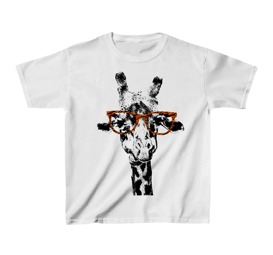 Womens Giraffe Tee Vintage Animal Tiger Print Glasses T-Shirt, Kid T-Shirt and Women T-Shirt