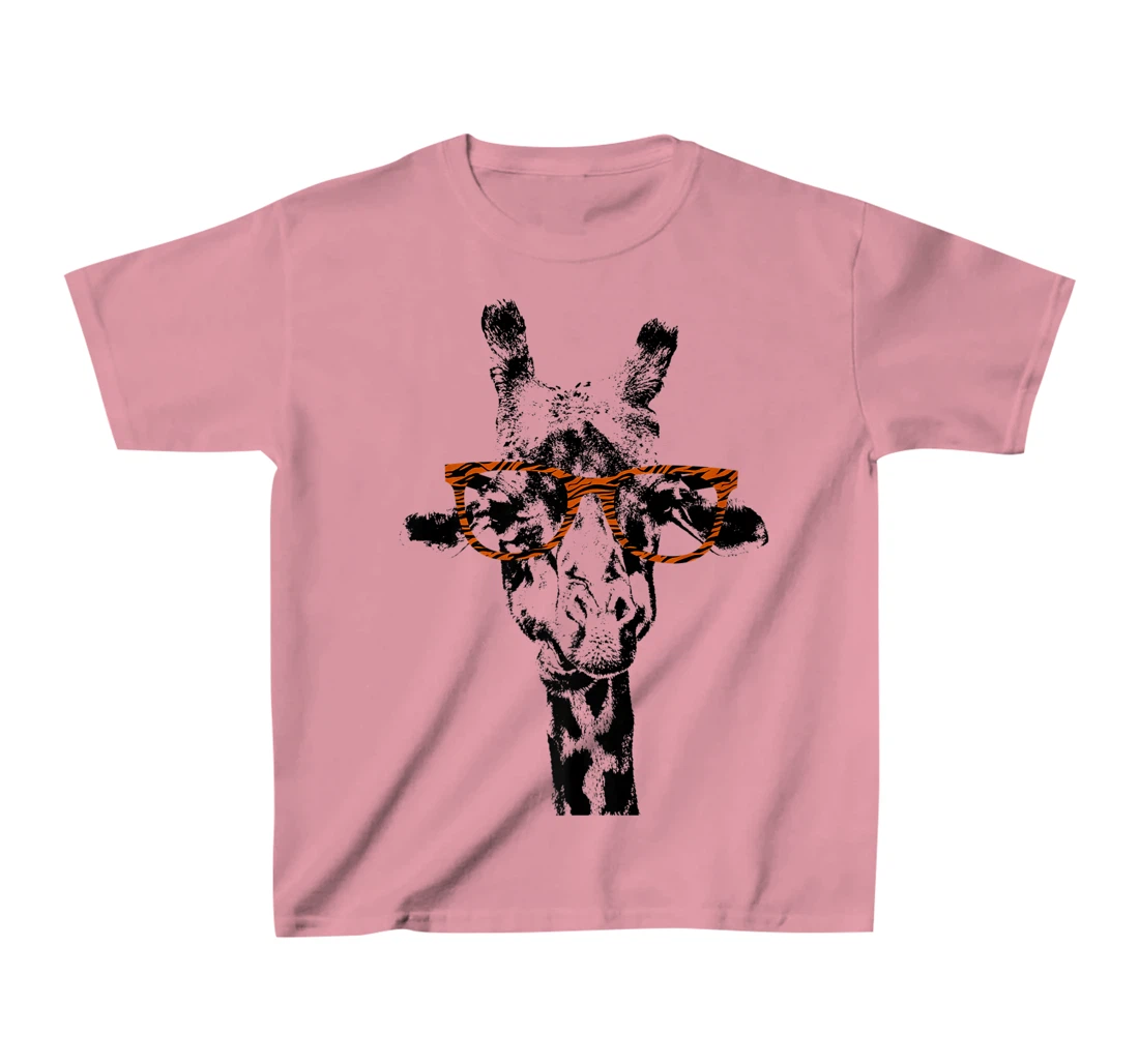 Womens Giraffe Tee Vintage Animal Tiger Print Glasses T-Shirt, Kid T-Shirt and Women T-Shirt