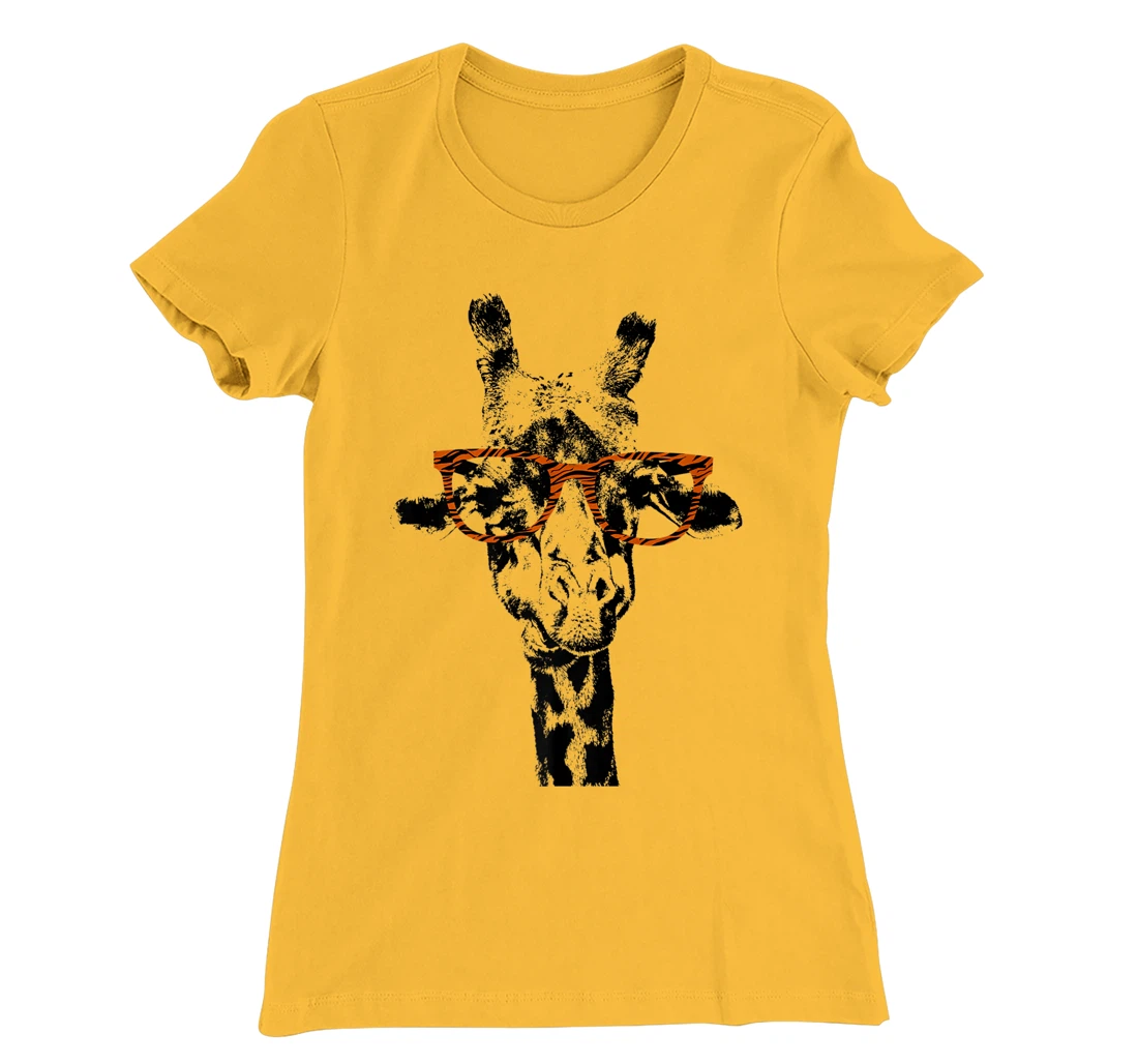 Womens Giraffe Tee Vintage Animal Tiger Print Glasses T-Shirt, Kid T-Shirt and Women T-Shirt