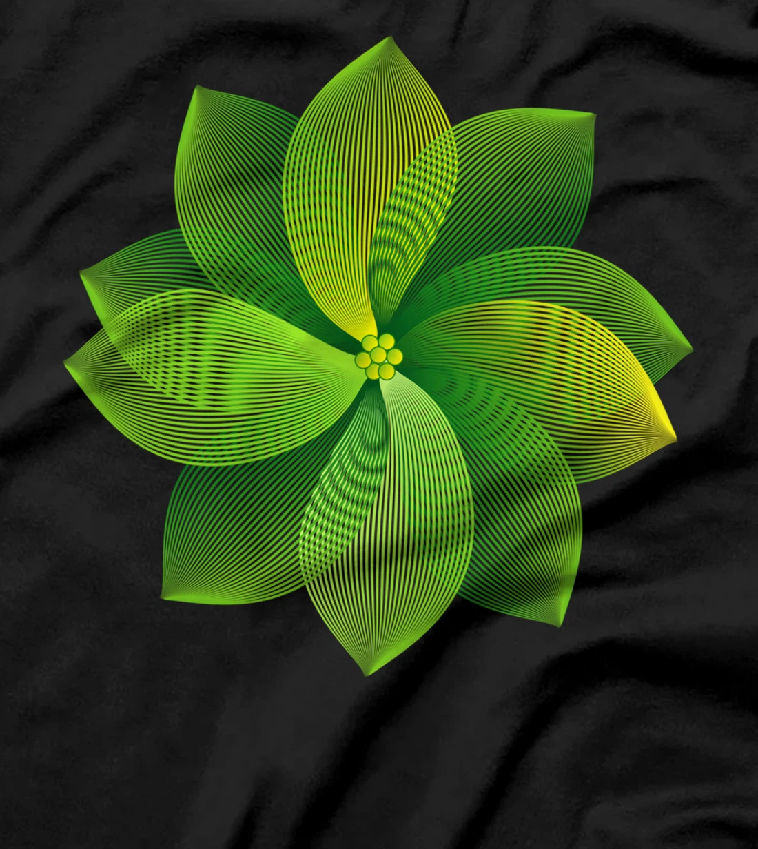 Nature Linocut Floral Lily Flowers Green Petals T-Shirt
