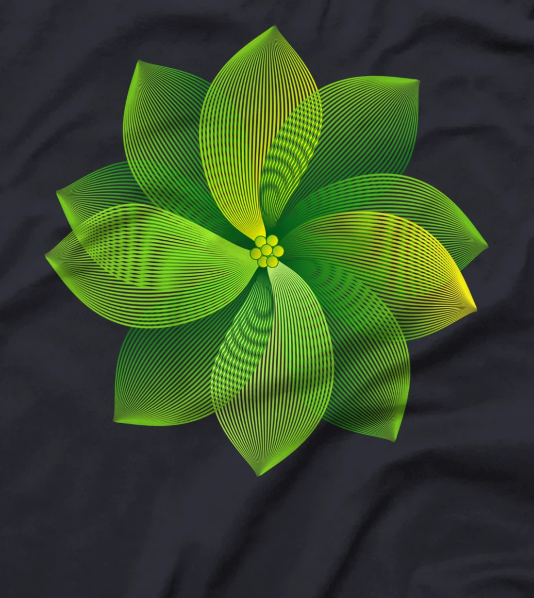 Nature Linocut Floral Lily Flowers Green Petals T-Shirt