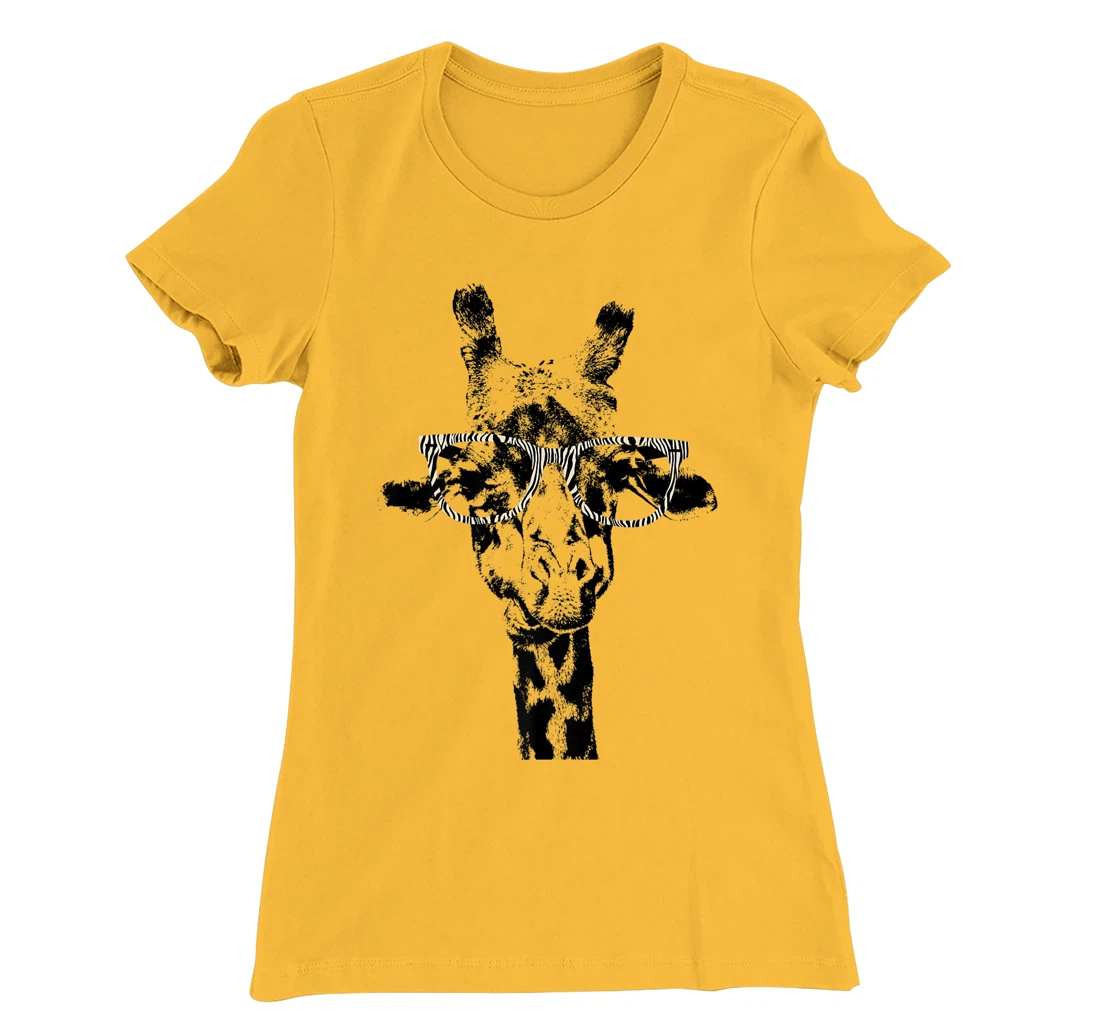Womens Giraffe Tee Vintage Animal Zebra Print Glasses T-Shirt, Kid T-Shirt and Women T-Shirt
