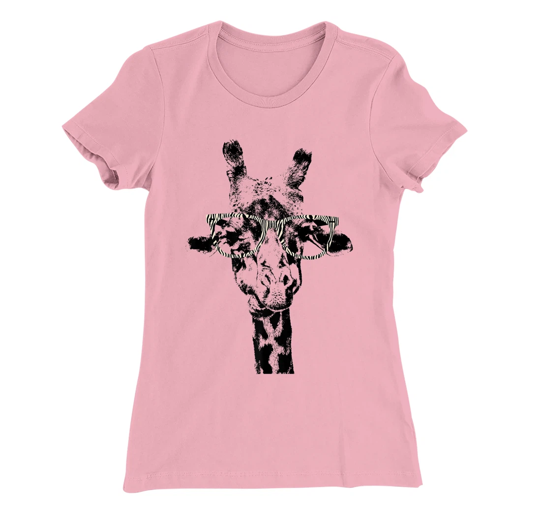 Womens Giraffe Tee Vintage Animal Zebra Print Glasses T-Shirt, Kid T-Shirt and Women T-Shirt