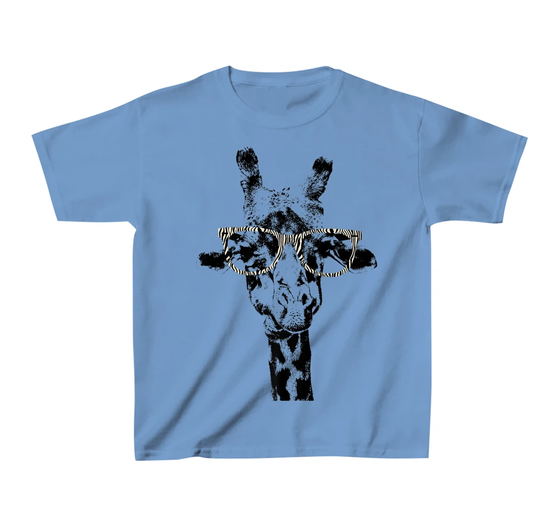 Womens Giraffe Tee Vintage Animal Zebra Print Glasses T-Shirt, Kid T-Shirt and Women T-Shirt