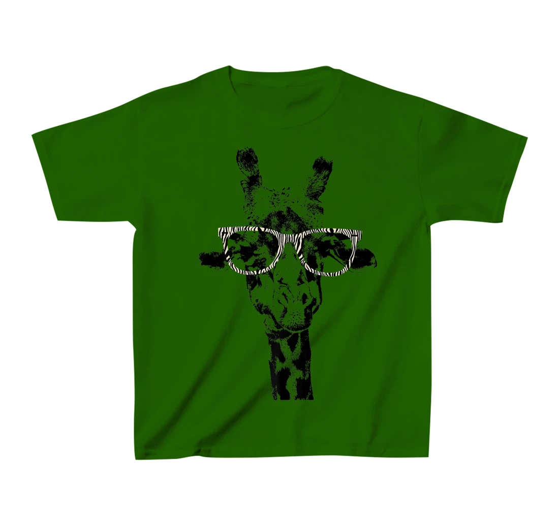 Womens Giraffe Tee Vintage Animal Zebra Print Glasses T-Shirt, Kid T-Shirt and Women T-Shirt