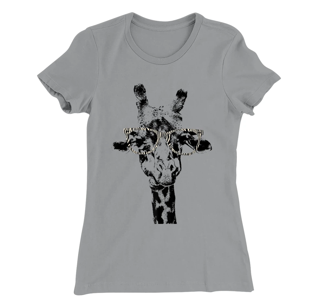 Womens Giraffe Tee Vintage Animal Zebra Print Glasses T-Shirt, Kid T-Shirt and Women T-Shirt