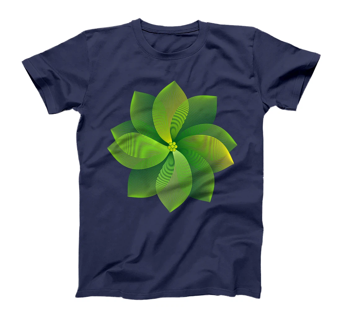 Nature Linocut Floral Lily Flowers Green Petals T-Shirt