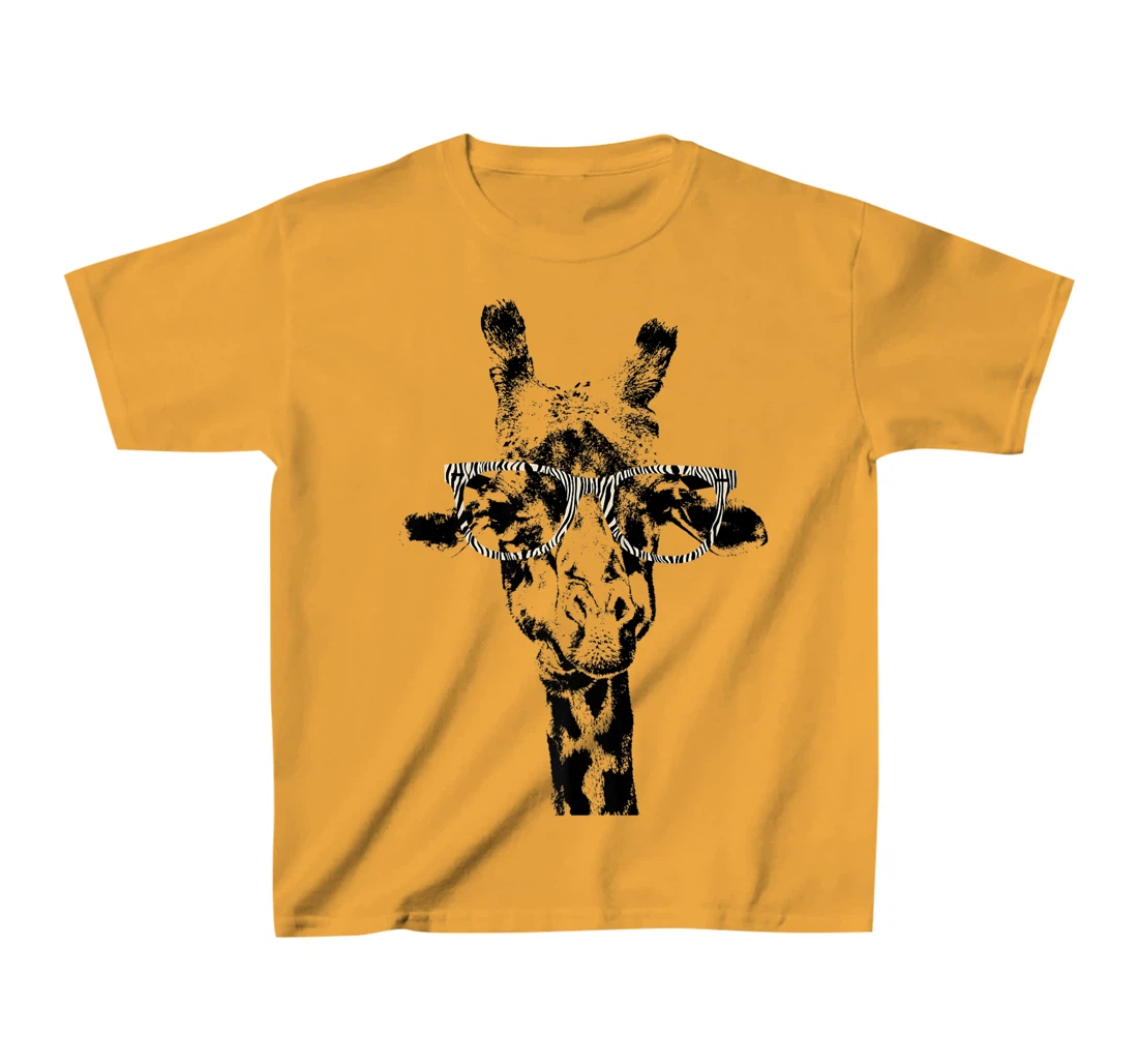 Womens Giraffe Tee Vintage Animal Zebra Print Glasses T-Shirt, Kid T-Shirt and Women T-Shirt