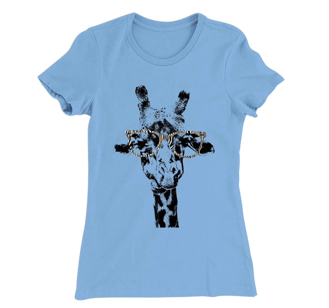 Womens Giraffe Tee Vintage Animal Zebra Print Glasses T-Shirt, Kid T-Shirt and Women T-Shirt