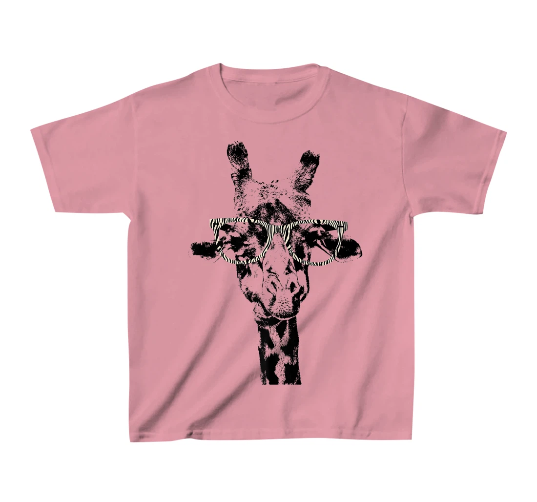 Womens Giraffe Tee Vintage Animal Zebra Print Glasses T-Shirt, Kid T-Shirt and Women T-Shirt