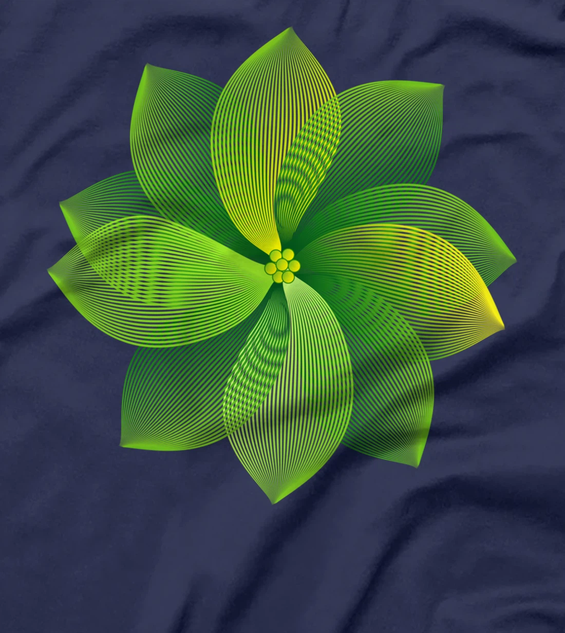 Nature Linocut Floral Lily Flowers Green Petals T-Shirt