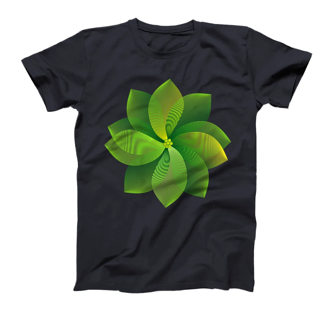 Nature Linocut Floral Lily Flowers Green Petals T-Shirt