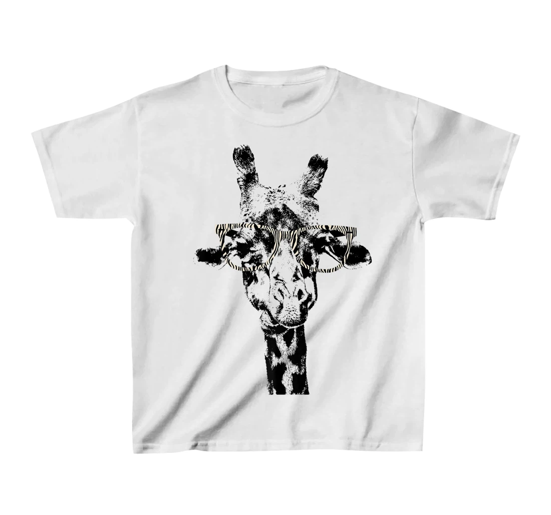 Womens Giraffe Tee Vintage Animal Zebra Print Glasses T-Shirt, Kid T-Shirt and Women T-Shirt
