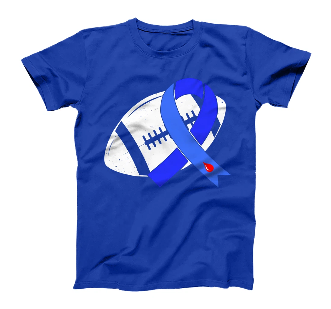 Blue Ribbon Football Diabetes Awareness Warrior T-Shirt