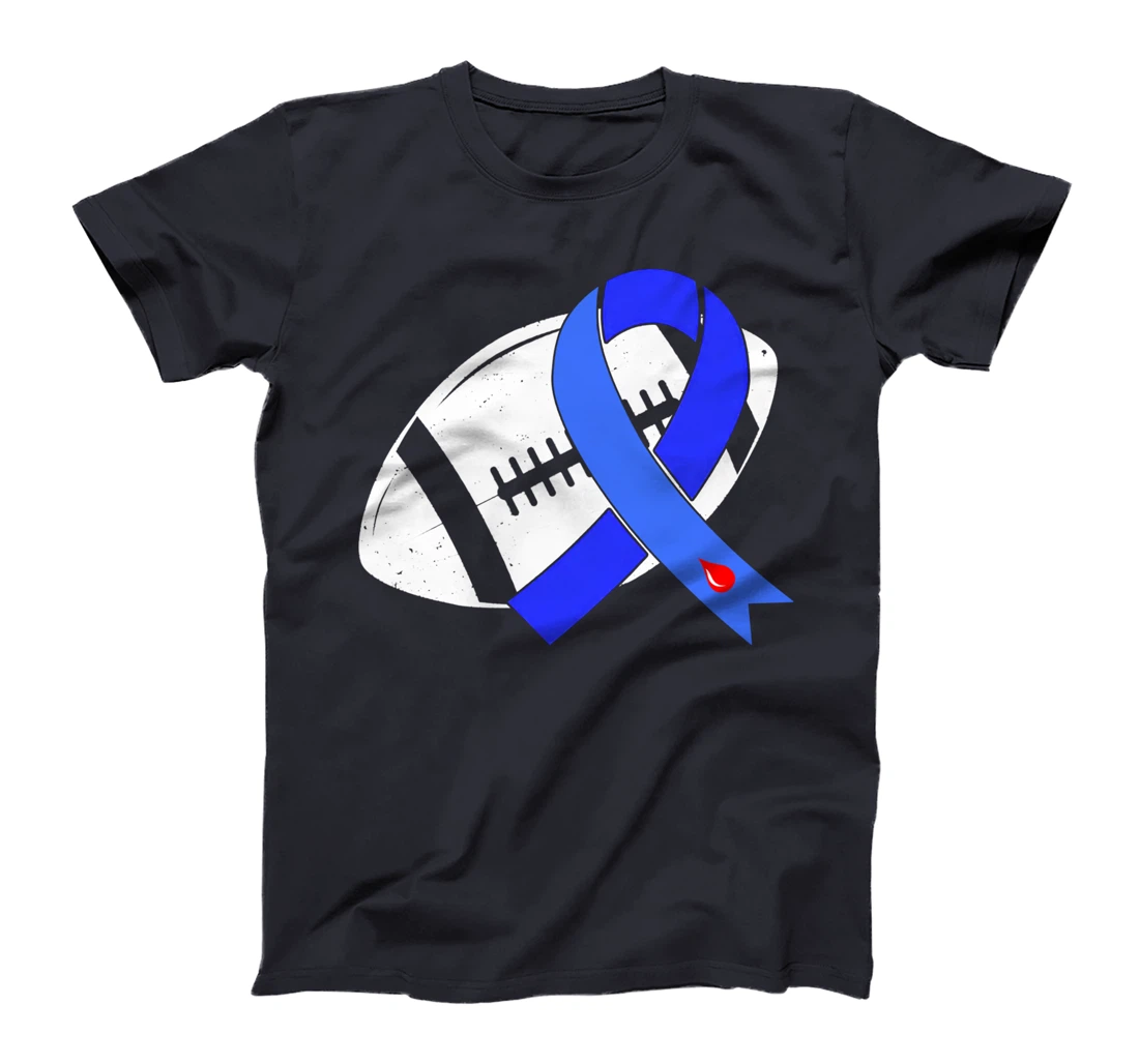 Blue Ribbon Football Diabetes Awareness Warrior T-Shirt