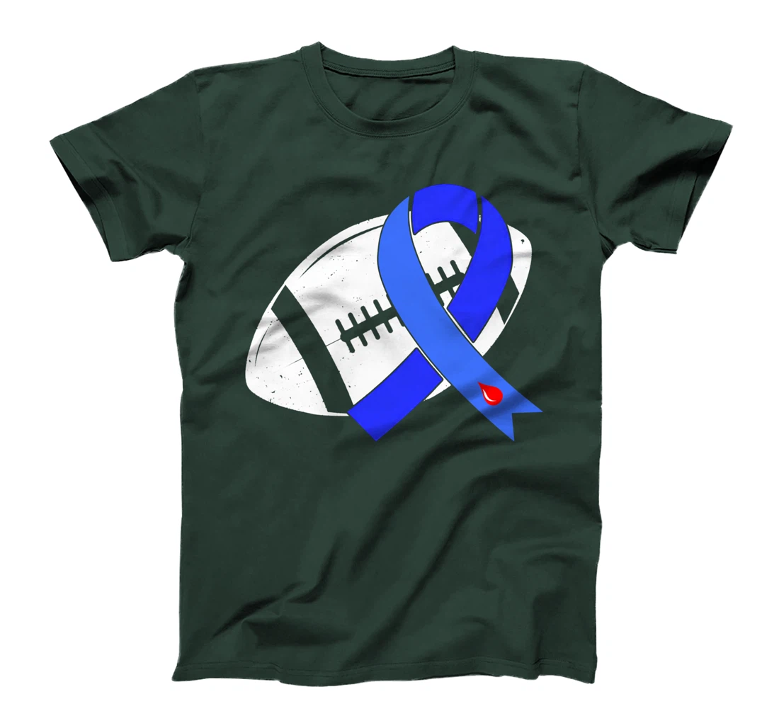 Blue Ribbon Football Diabetes Awareness Warrior T-Shirt