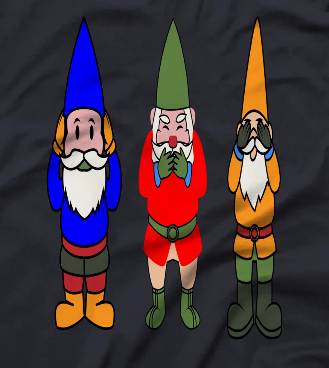 See No Evil, Speak No Evil, Hear No Evil, Garden Gnome T-Shirt