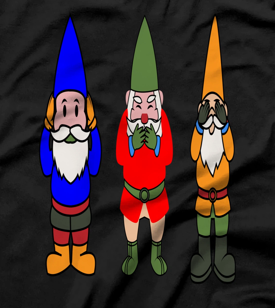 See No Evil, Speak No Evil, Hear No Evil, Garden Gnome T-Shirt
