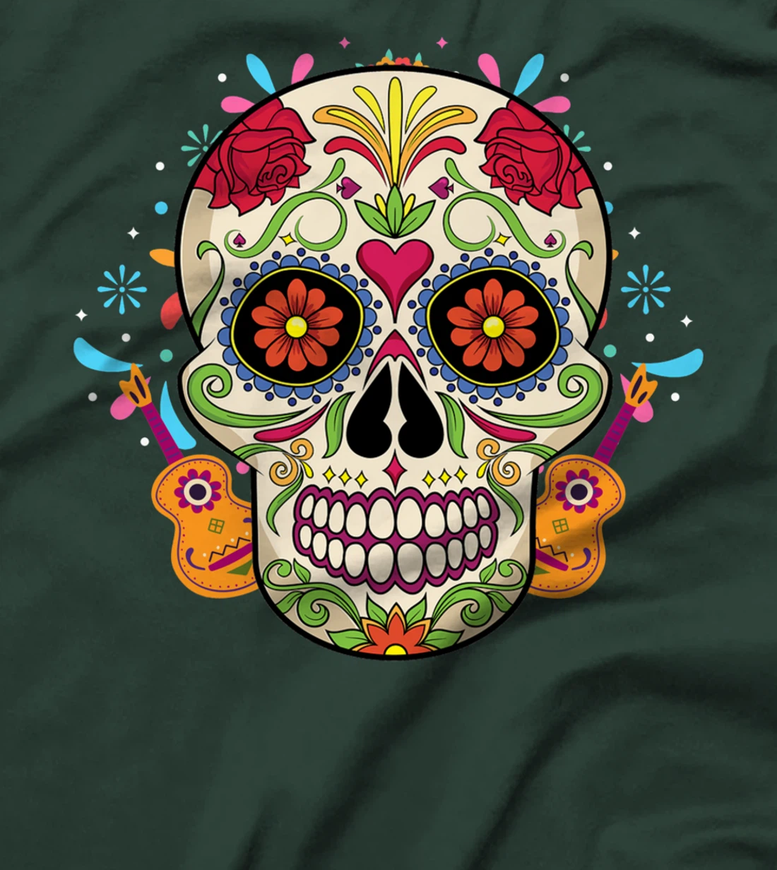 Sugar Skull Day Of The Dead Cool Bone Head Skulls Gift Idea T-Shirt