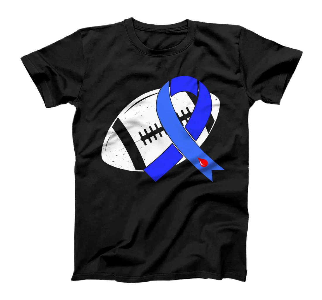 Blue Ribbon Football Diabetes Awareness Warrior T-Shirt