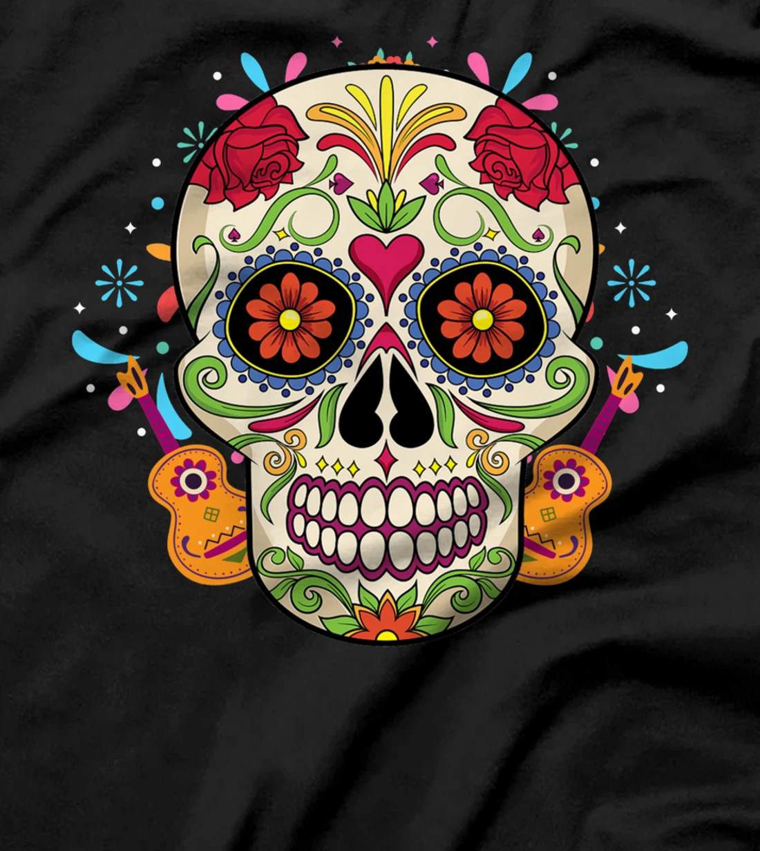 Sugar Skull Day Of The Dead Cool Bone Head Skulls Gift Idea T-Shirt