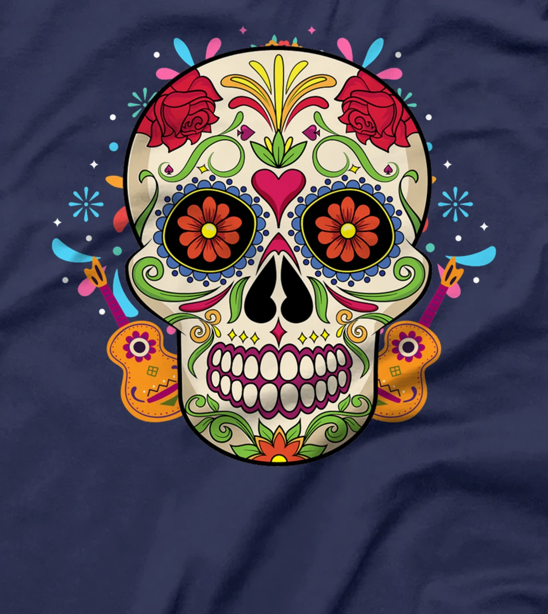 Sugar Skull Day Of The Dead Cool Bone Head Skulls Gift Idea T-Shirt